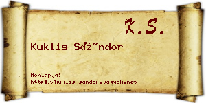 Kuklis Sándor névjegykártya